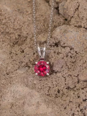 1 Carat Ruby Solitaire Pendant With Chain