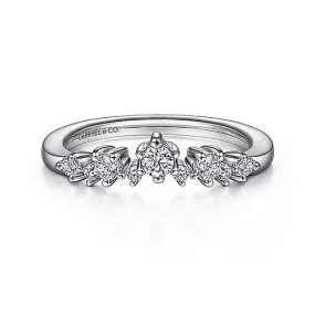 14K White Gold Curved Diamond Anniversary Band