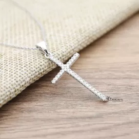 925 Sterling Silver C.Z Cross Necklace with 45cm Chain