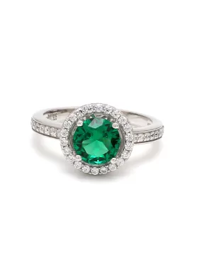 Bouquet Halo Emerald Solitaire Ring