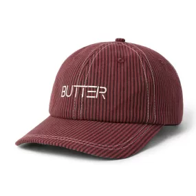 Butter Goods Seersucker 6 Panel Cap Burgundy