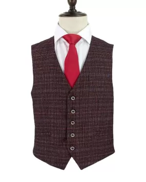 Cavani Carly Wine Tweed Check Style Waistcoat