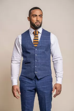 Cavani Kaiser Blue Tweed Waistcoat