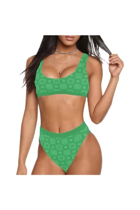 Circle of Green Sport Top & High-Waisted Bikini Swimsuit