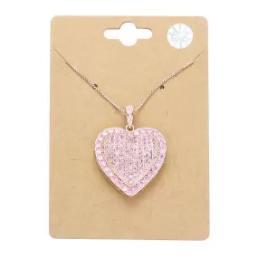 Cubic Zirconia CZ Heart Pendant Necklace