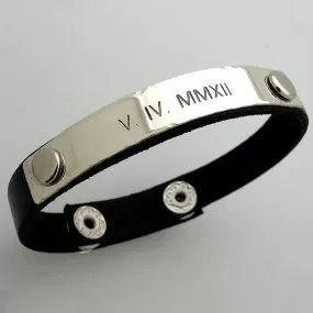 Custom ID Leather Bracelet for Men