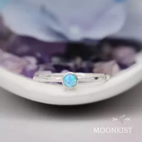 Dainty Silver Blue Opal Pinky Ring | Moonkist Designs