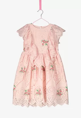 Floral Schiffli Frill Dress