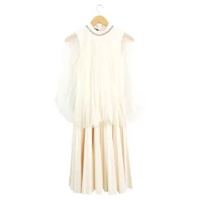 Gucci Ivory Pleated Sheer Overlay Dress with Crystals - XS / 2