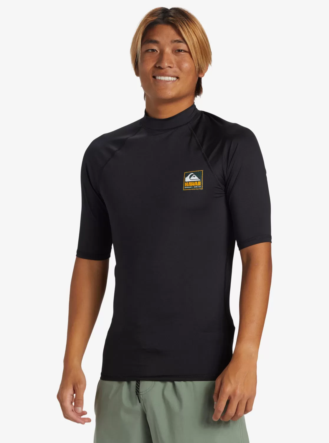 Hawaii Badge UPF50 Short Sleeve Rashguard - Black