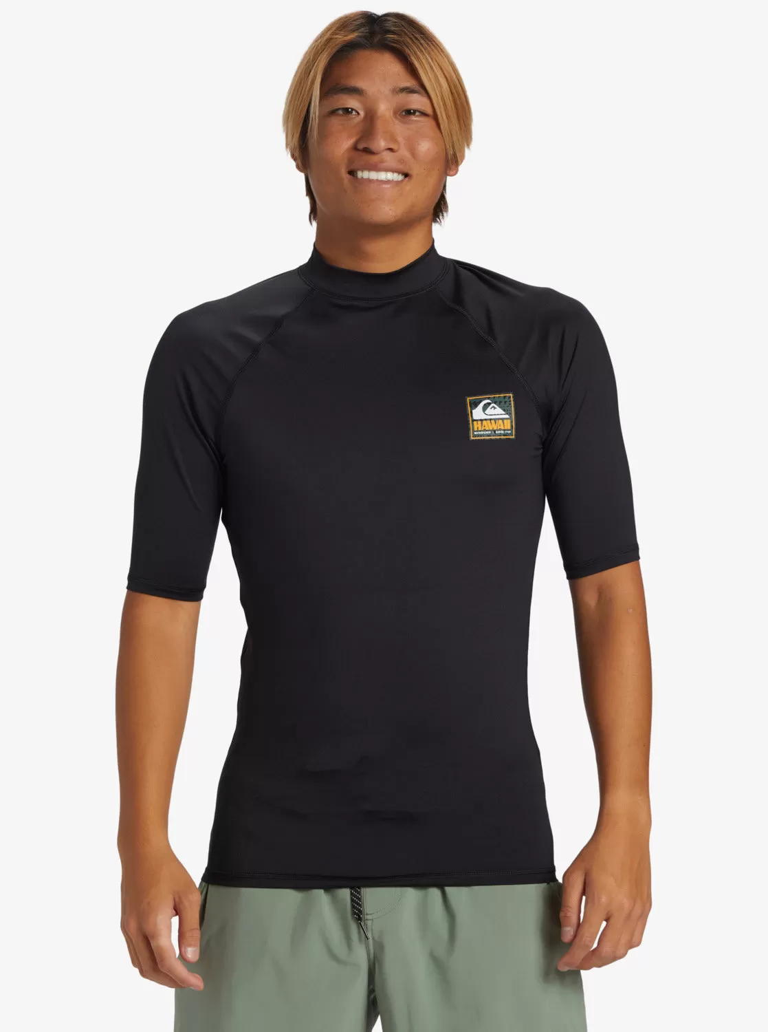 Hawaii Badge UPF50 Short Sleeve Rashguard - Black