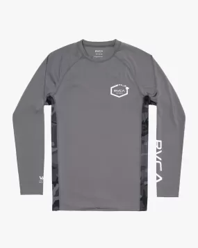 Island Hex Long Sleeve Rashguard - Charcoal