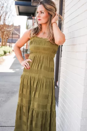 Kiwi Crush Pleated Midi Dress