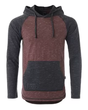 Long Sleeve Raglan Henley Round Bottom Hood T-Shirt