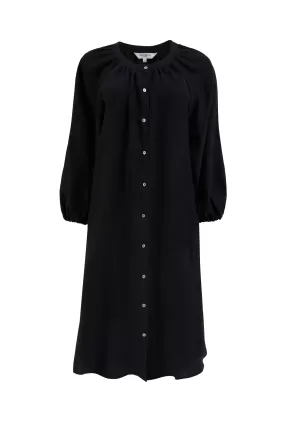 Ophelia Black Linen Shirt Dress