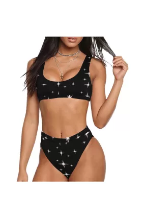 Sparkles Sport Top & High-Waist Bikini Swimsuit