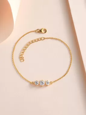 Yellow Gold Plated Diamond Look Solitaire Bracelet